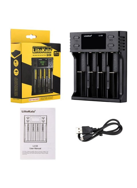 4-Slot Auto-Polarity Detect Battery Charger Black