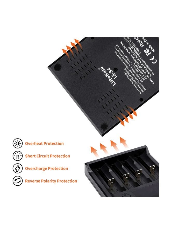 LiitoKala 4-Slot Auto-Polarity Detect Battery Charger Black  - Image 5