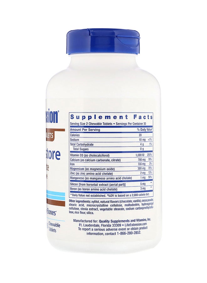 Life Extension - Bone Restore Sugar Free Chewable Chocolate 1000 IU - 60 Tablets - Image 1