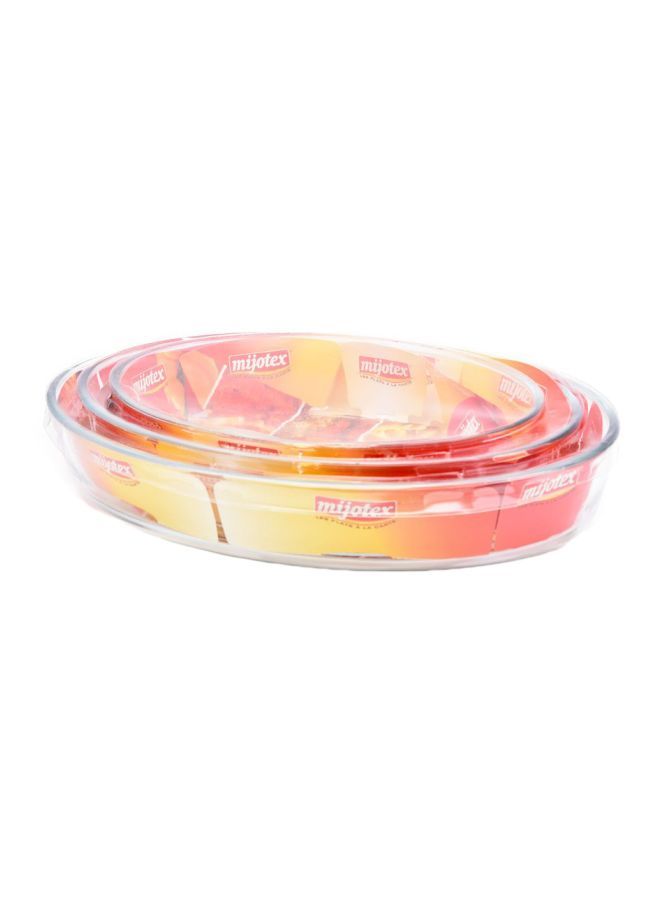 MIJOTEX 3-Piece Oval Baking Dish Set Clear
