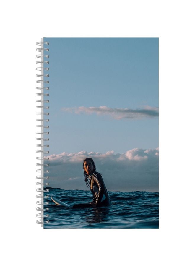 Generic A5 Sea Surfer Printed Notebook Blue/Black/White 