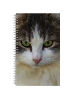 A5 Cat Printed Spiral Bound Notebook White/Brown