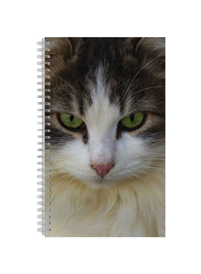 Generic - A5 Cat Printed Spiral Bound Notebook White/Brown - Image 1