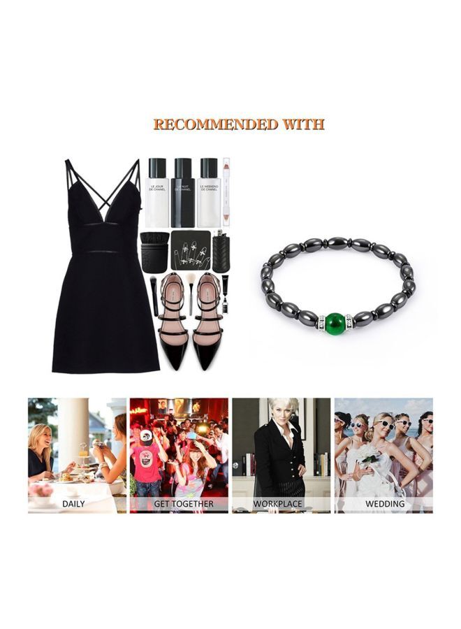 Zircon Studded Magnetic Therapy Stretchable Bracelet - Image 3