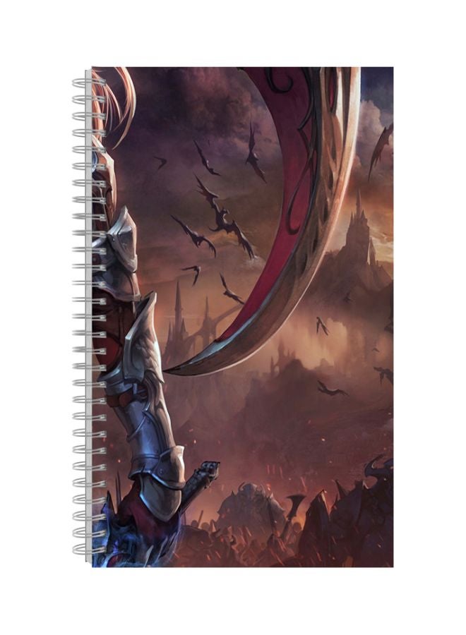 Generic - A5 Spiral Bound Printed Notebook Red/Gold/Grey - Image 1