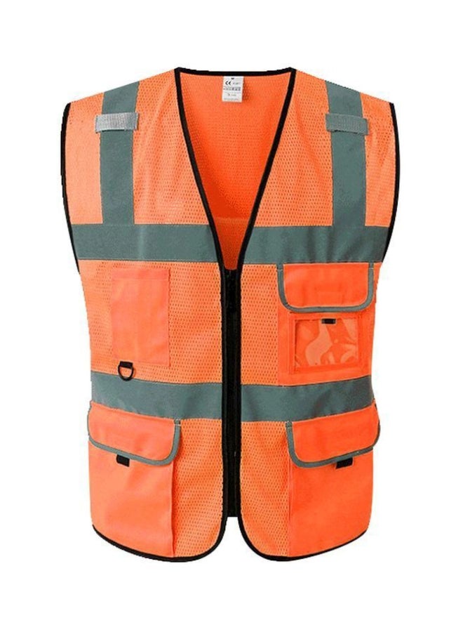 High Visibility Reflective Safety Vest Fluorescent Orange/Grey/Black S 