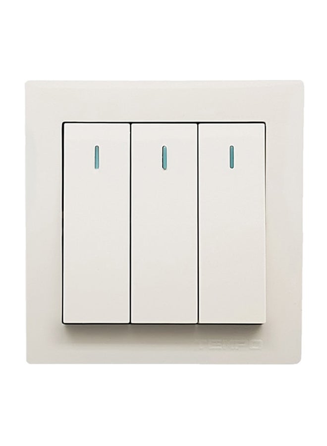 TEMPO 3 Gang Wall Switch White 7x7cm  - Image 1