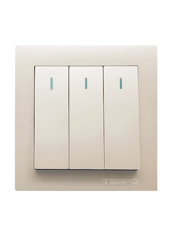 TEMPO 3 Gang 1 Way Wall Switch Pearl White 7x7cm  - Image 1