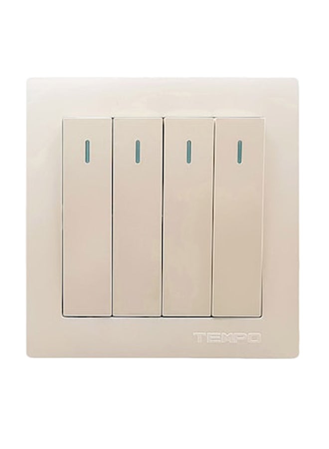 TEMPO 4 Gang Wall Switch Pearl White 7x7cm  - Image 1