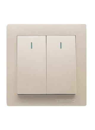 2 Gangs 1 Way Wall Switch Pearl White 7x7cm - v1585752636/N36352992A_1