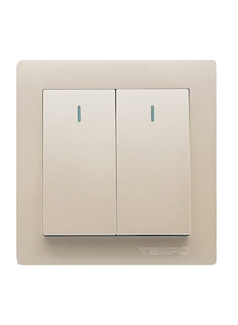 2 Gangs 1 Way Wall Switch Pearl White 7x7cm