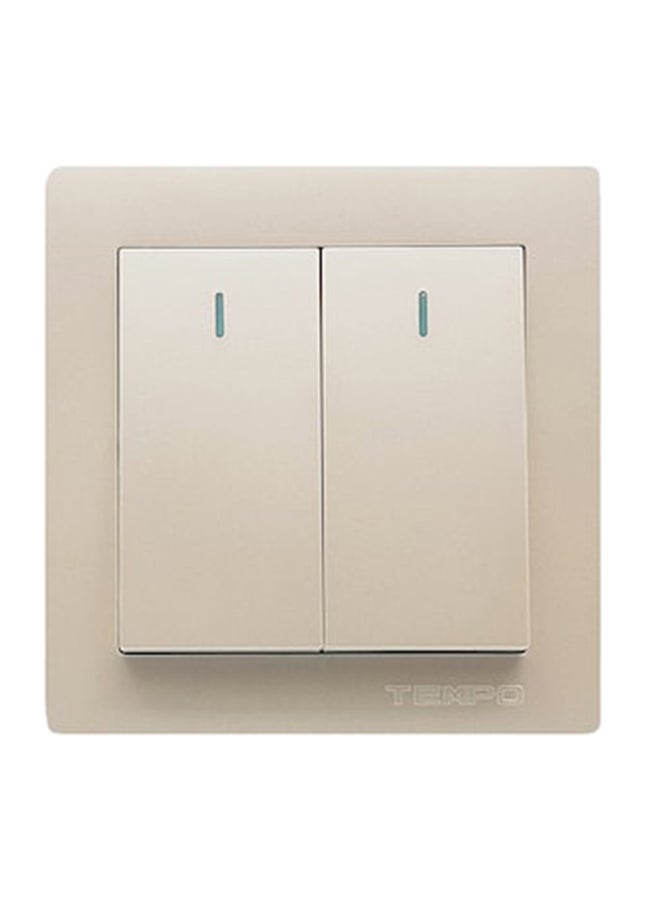 TEMPO 2 Gangs 1 Way Wall Switch Pearl White 7x7cm  - Image 1