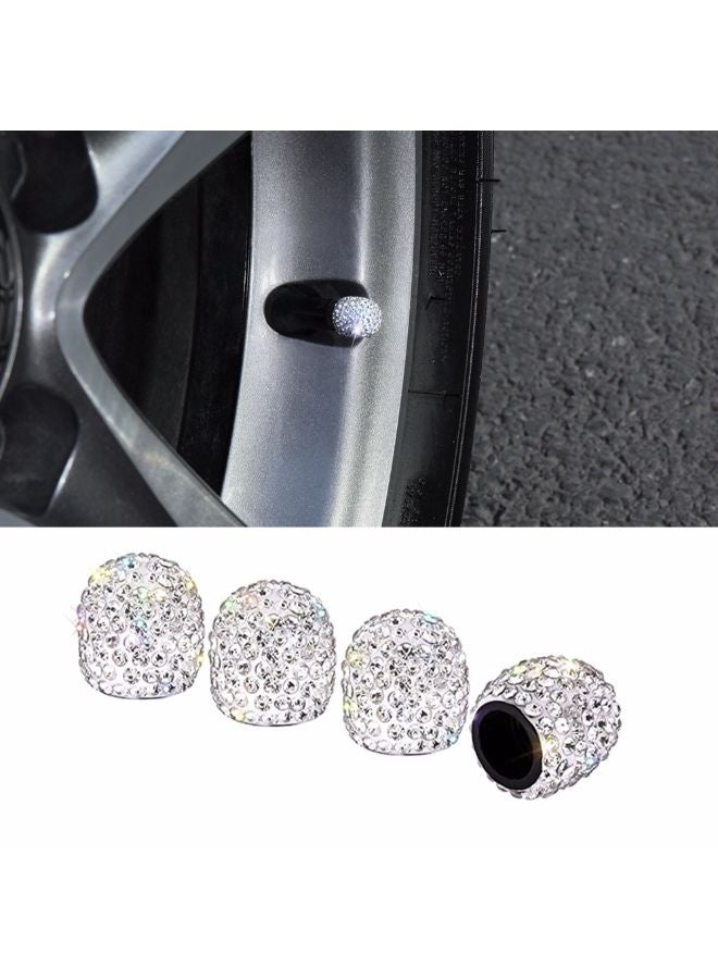طقم أغطية صمامات الإطارات مصنوعة من الكريستال للسيارة مكوّن من 4 قطع - Image 2