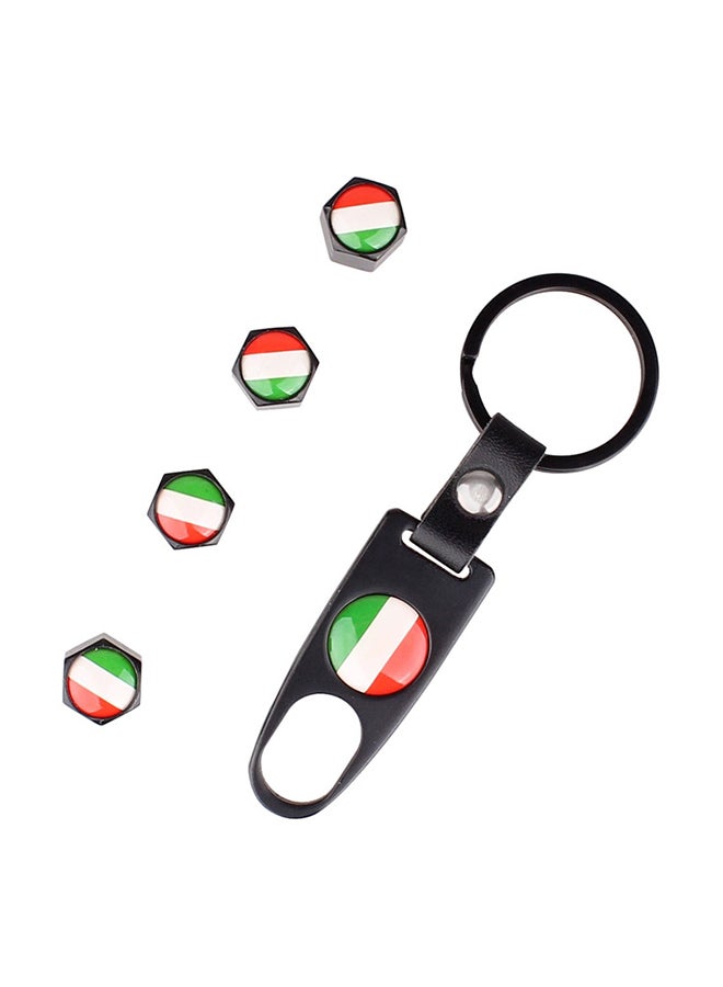 Generic 5-Piece Italy Flag Pattern Car Tire Valve Cap With Key Ring - Image 1