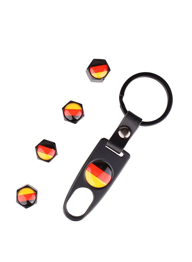 Generic 5-Piece Germany Flag Pattern Car Tire Valve Cap With Key Ring - Image 1