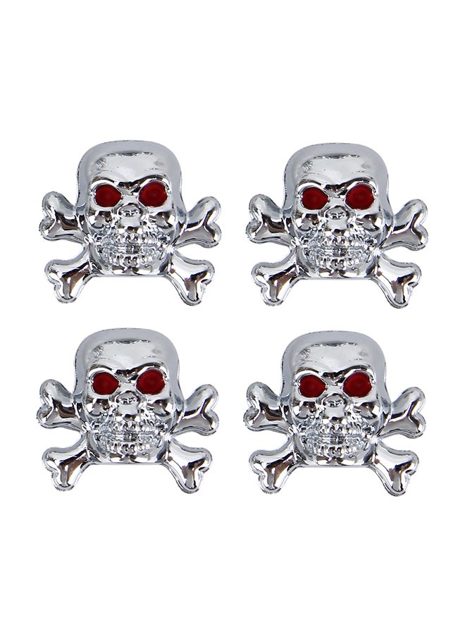 طقم أغطية صمامات إطارات السيارة على شكل جمجمة مكوّن من 4 قطع - Image 1