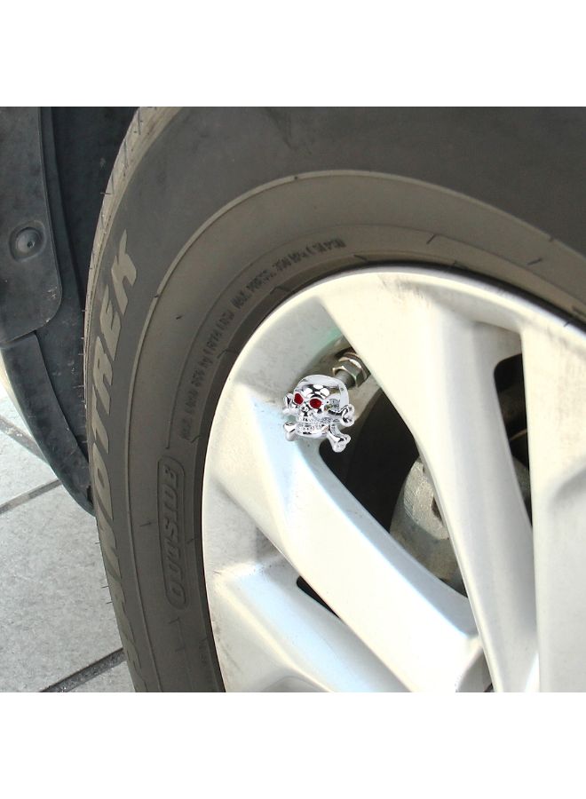 طقم أغطية صمامات إطارات السيارة على شكل جمجمة مكوّن من 4 قطع - Image 3