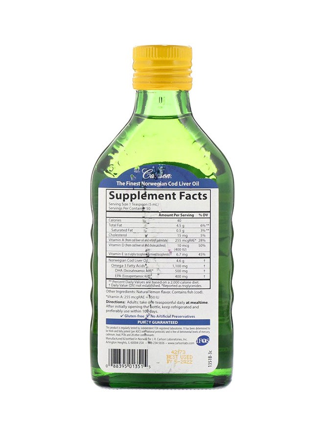 Carlson - Omega 3s Lemon Flavor Cod Liver Oil - Image 1