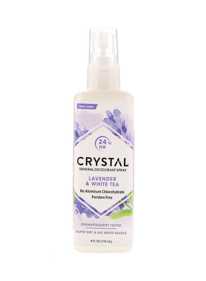 CRYSTAL ESSENCE Mineral Deodorant Body Spray - Lavender And White Tea Clear 118ml  - Image 1