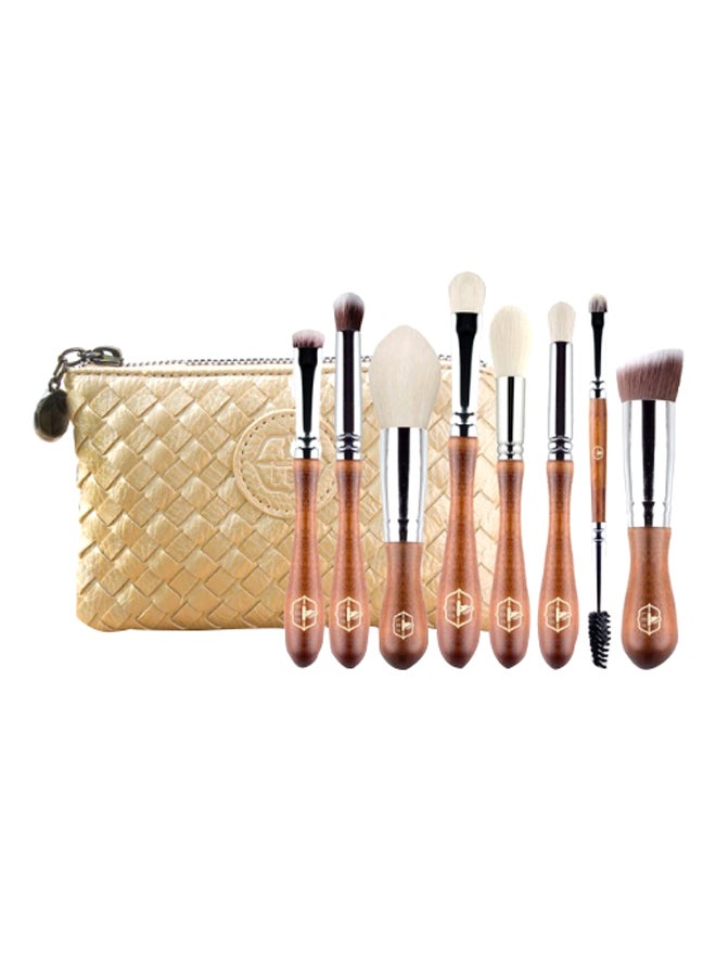 ليف طقم فرش تجميل العين والوجه من 8 قطع مع علبة حافظة بسحاب متعدد الألوان - Image 1