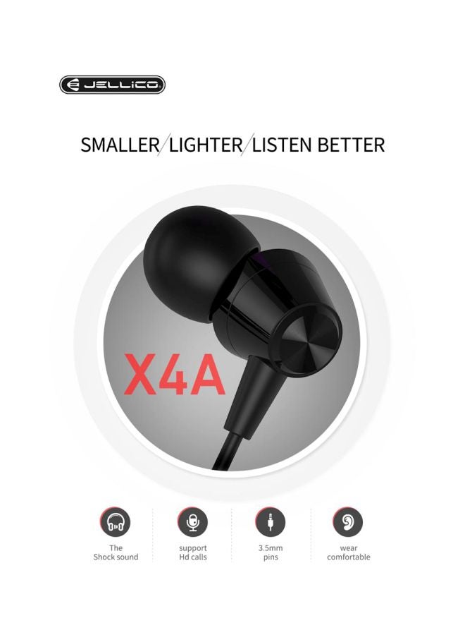Jellico Wired In-Ear Earphones With Mic Black - Image 3