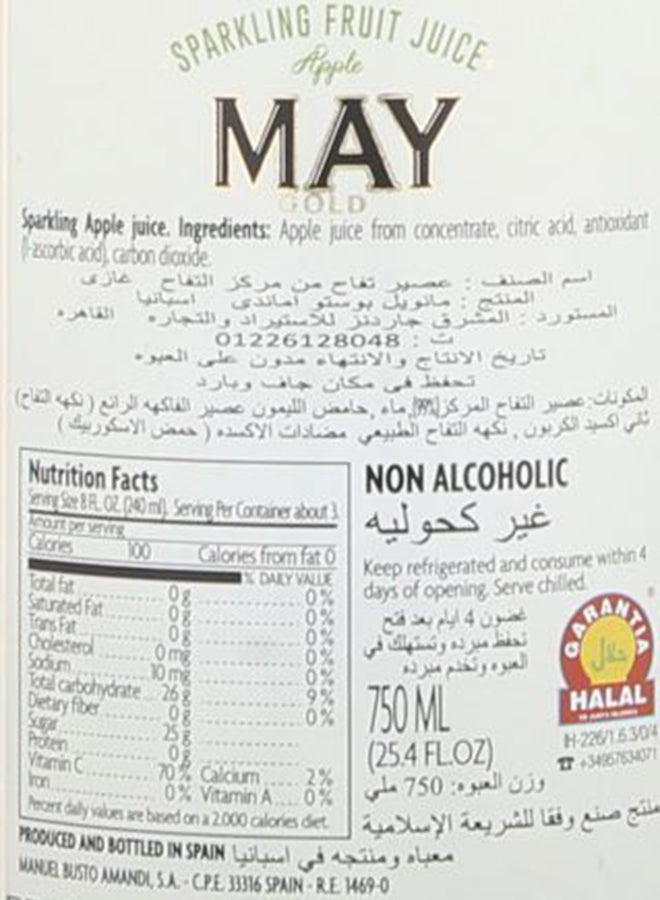may Gold Sparkling Fruit Juice Apple 750ml - Image 3