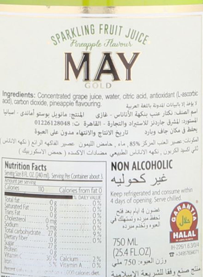 may Gold Sparkling Fruit Juice Pineapple Flavour 750ml  - Image 3