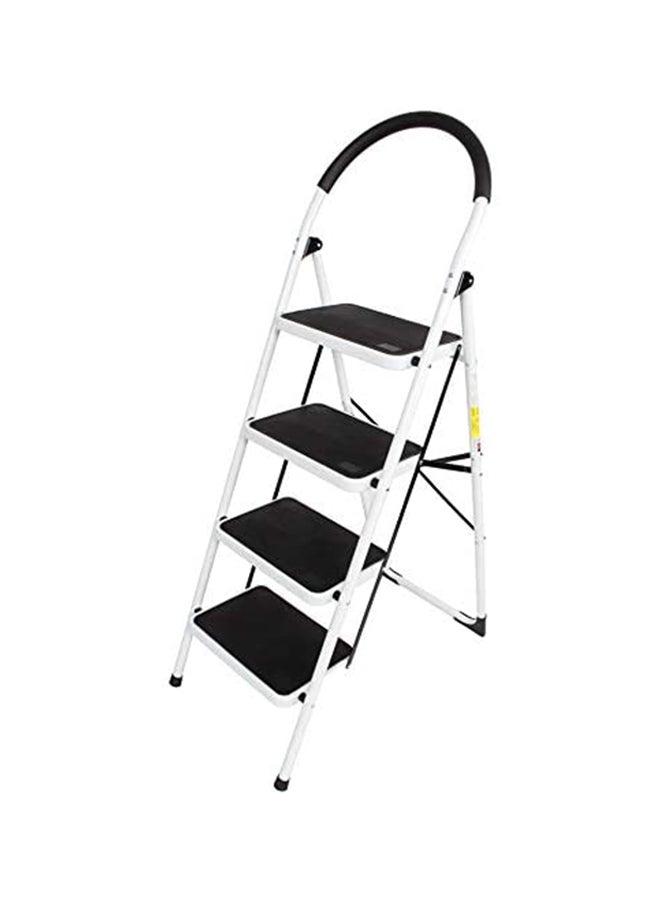 4-Step Rubber Handgrip Non-Slip Foldable Step Ladder White/Black 55inch  - Image 1