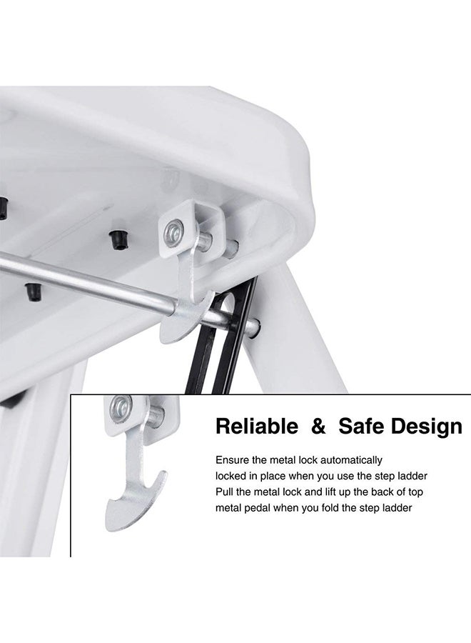 4-Step Rubber Handgrip Non-Slip Foldable Step Ladder White/Black 55inch  - Image 3