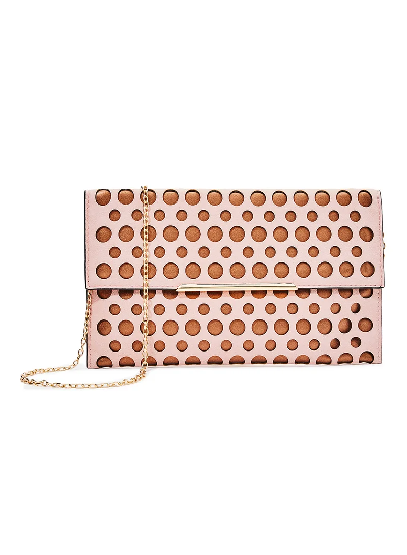 Jove Laser Cut Detail Clutch Pink