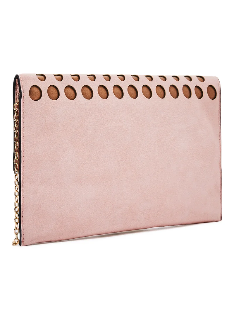 Jove Laser Cut Detail Clutch Pink