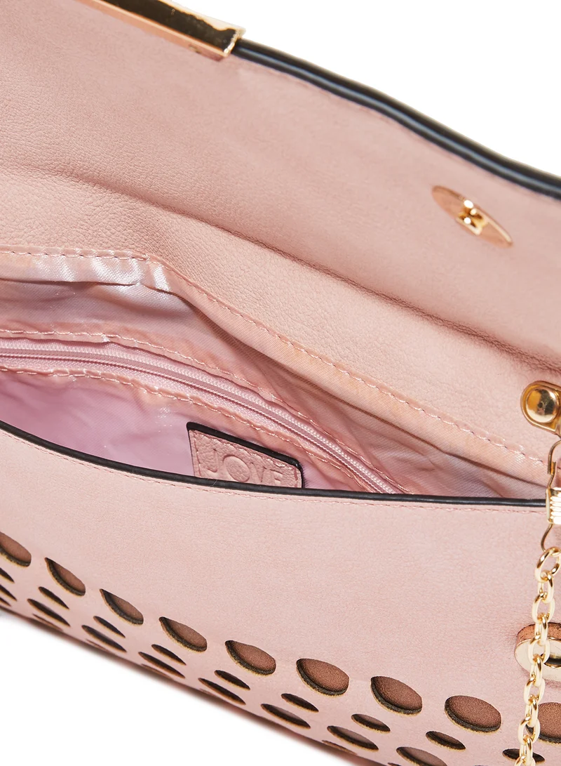 Jove Laser Cut Detail Clutch Pink