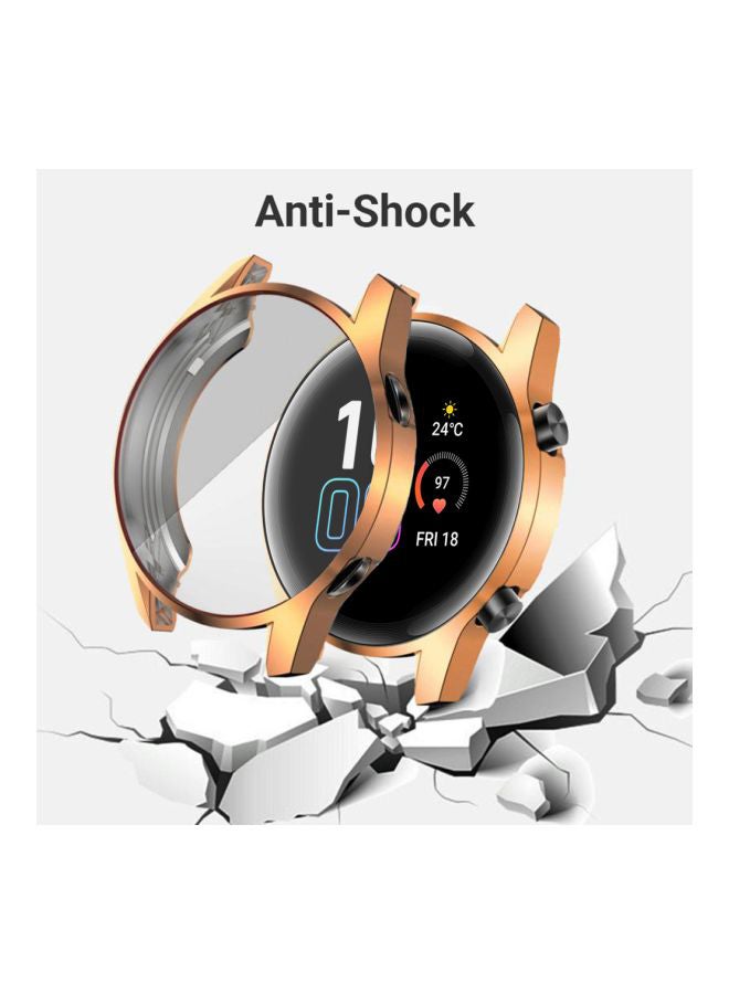 غطاء حماية واق للساعة الذكية هواوي GT 2 مقاس 42 مم ذهبي وردي/شفاف - Image 3