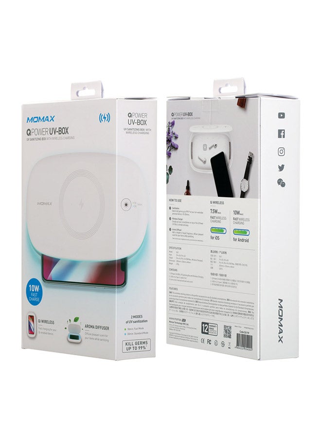UV Sanitizing Box with Wireless Charging White
