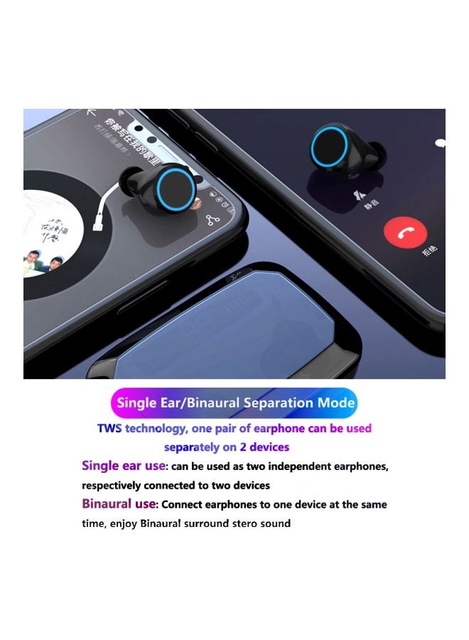 Generic - M11 TWS Wireless BT V5.0 Earphones With Hi-Fi Stereo Sound And Touch Control LED Digital Display Black - Image 1