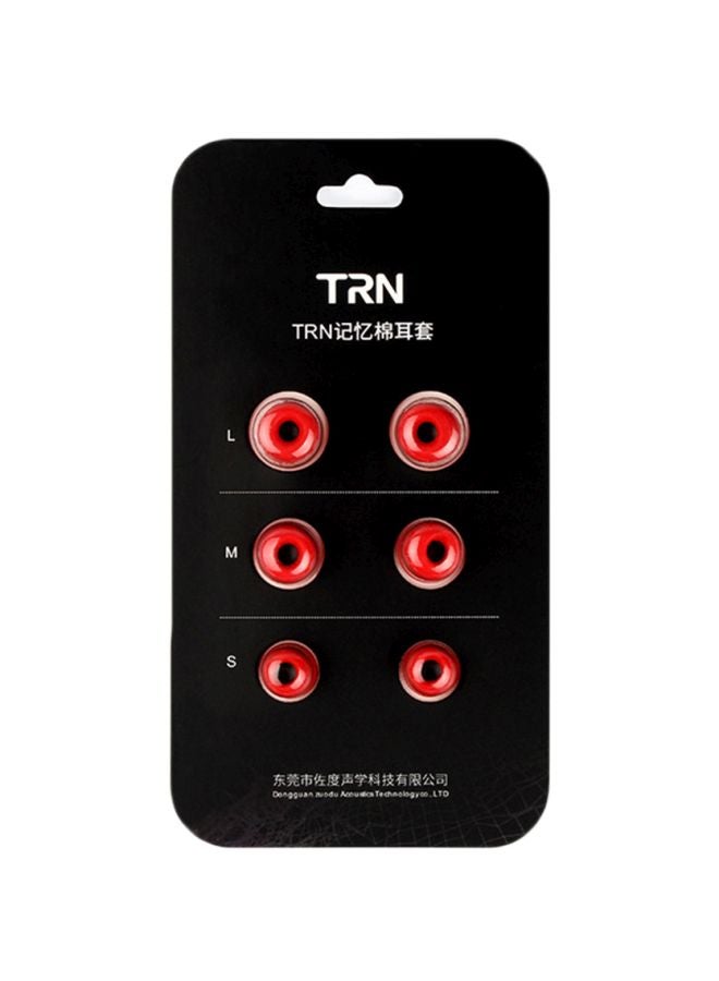 6-Piece Memory Foam Earbuds Set For In-Ear Earphones Red  - Image 1