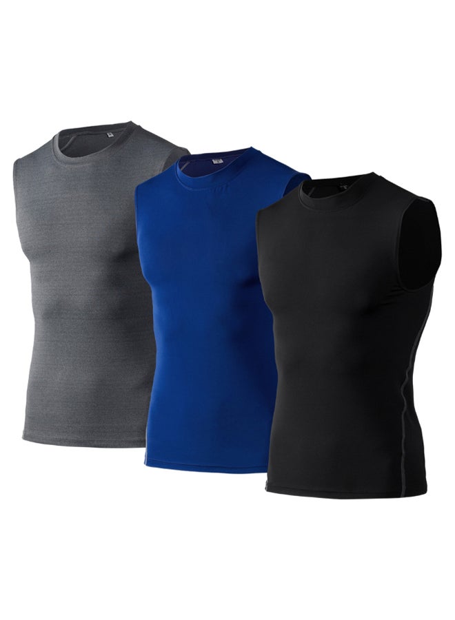 Generic 3-Piece Base-Layer Compression Sleeveless Workout T-Shirt Set XXL - Image 1