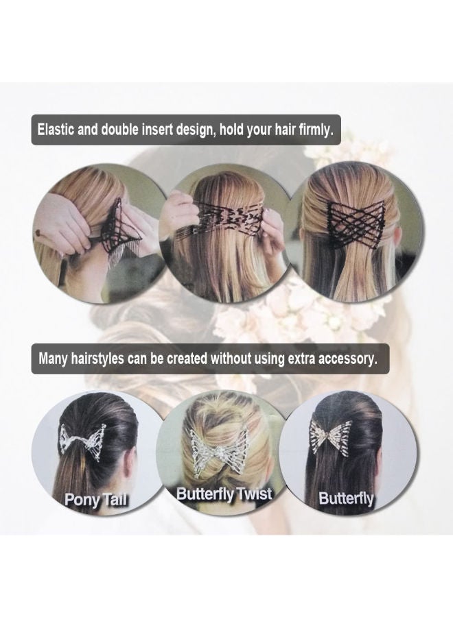 2-Piece Glass Bead Elastic Double Insert Clip Black/White - Image 2