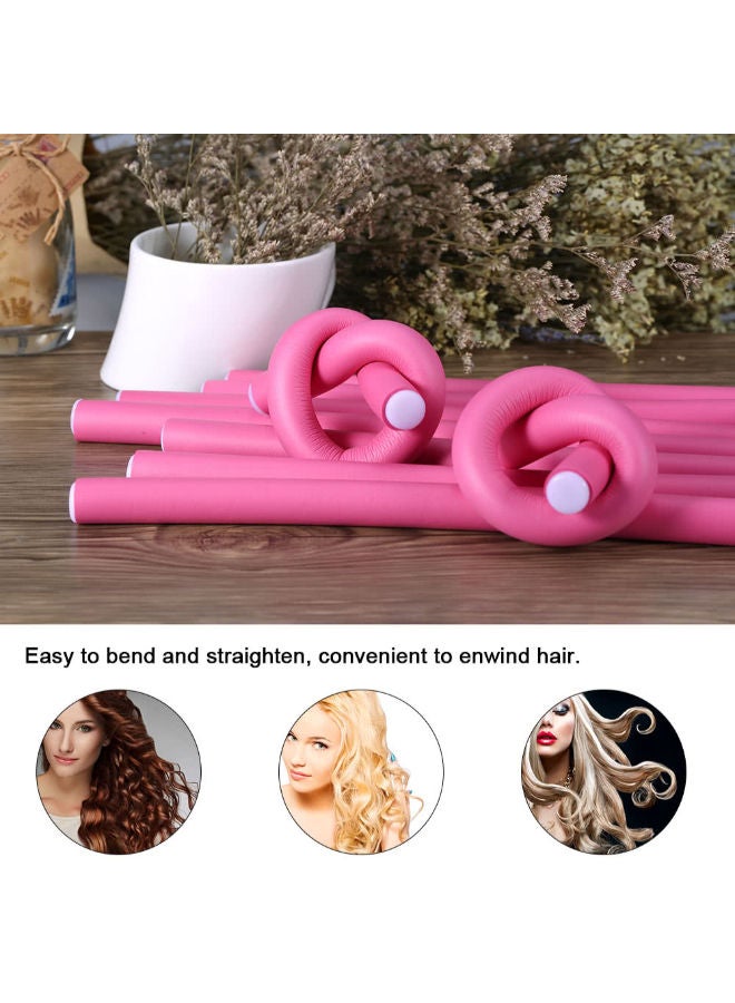 مجموعة بكرات إسفنجية مرنة لتجعيد الشعر مكونة من 10 قطع وردي 0.6بوصة - Image 3