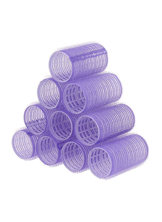 10-Piece Large Self Grip Hair Curl Roller Purple - Image 1