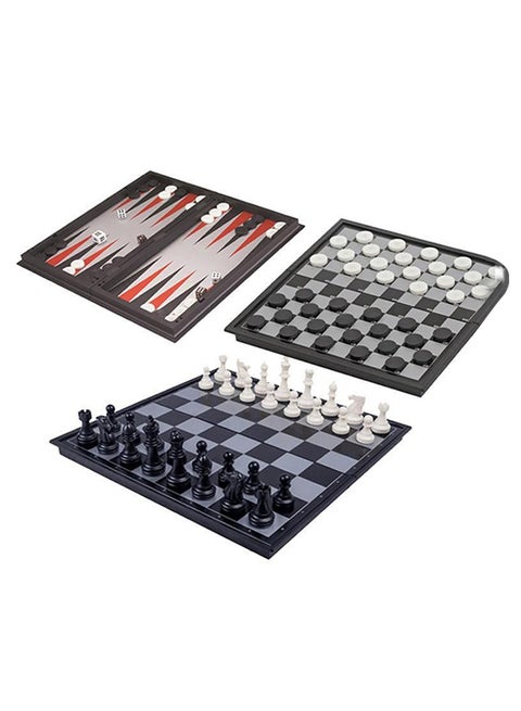 3-In-1 Magnetic Chess And Checkers With Backgammon Game Set 29cm