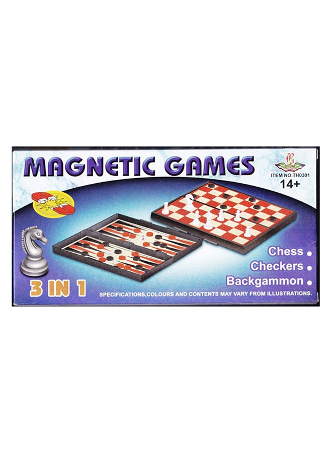 3-In-1 Magnetic Chess And Checkers With Backgammon Game Set - Image 1