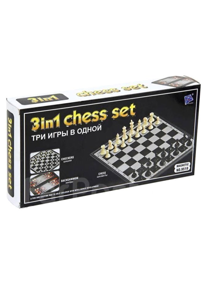 3-In-1 Magnetic Chess And Checkers With Backgammon Game Set 40cm - Image 2