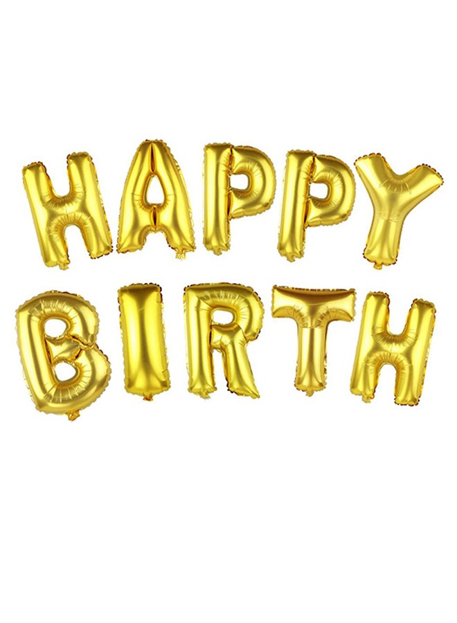 طقم بالونات من القصدير بتصميم حروف عبارة Happy Birthday" مكون من 13 قطعة" 16بوصة - Image 2