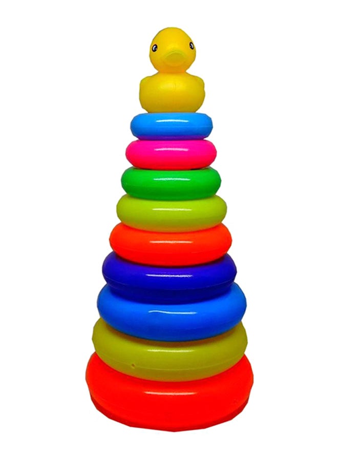 طقم من 10 حلقات فوقه بطة بألوان قوس قزح - Image 1