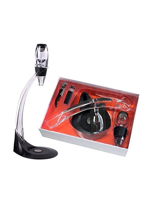 6-Piece Decanter Wine Aerator With Stand Clear/Black 9.8x3.6x13.5inch
