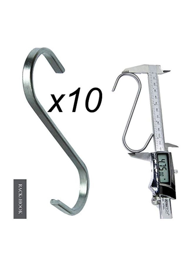 10-Piece S Shaped Stainless Steel Hook Set Silver 6.7x3.3x1.8inch  - Image 2