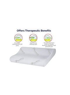 Relax Home Life Contour Memory Foam Bamboo Pillow White King  - Image 2