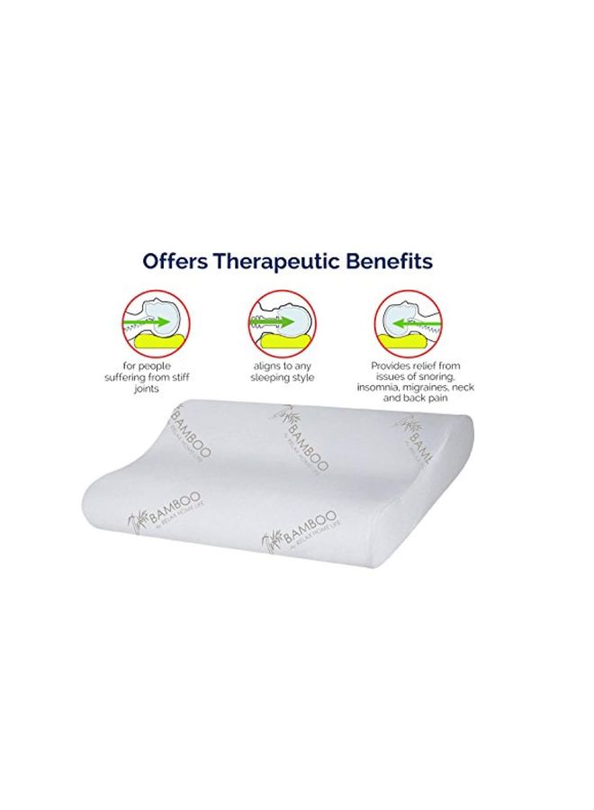 Relax Home Life - Contour Memory Foam Bamboo Pillow White King - Image 1
