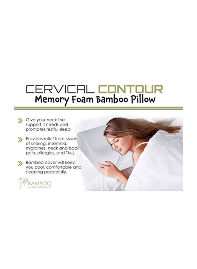 Relax Home Life - Contour Memory Foam Bamboo Pillow White King - Image 1